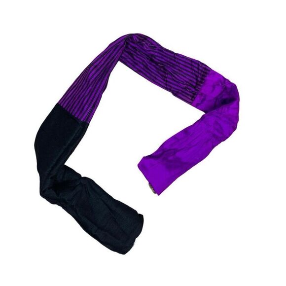 Xiao Magic Multi Colored Silk Scarf Art Purple Stripe Beetlejuice Wicked Goth - Picture 6 of 14